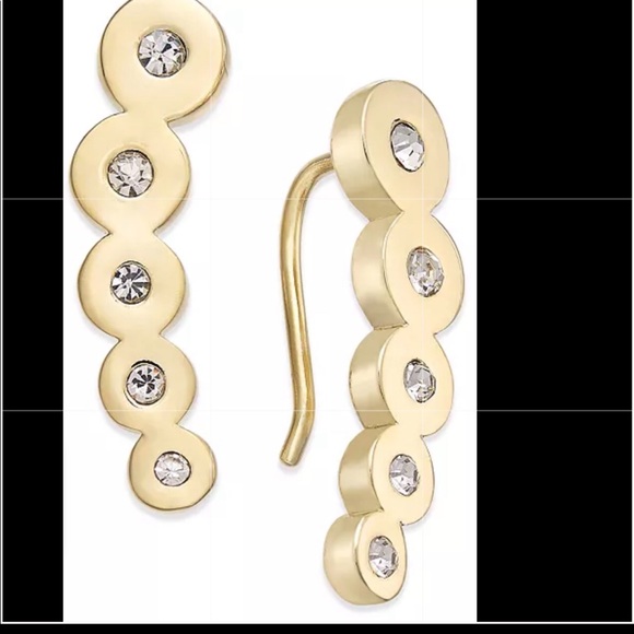 kate spade Dainty Sparklers Gold-Tone Clear Crystal Circular Ear Crawlers